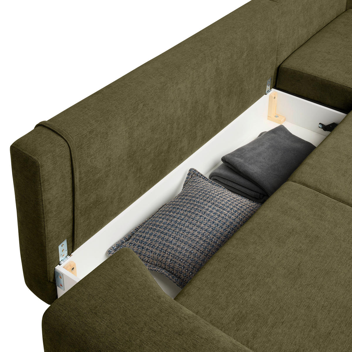 HÖRNSOFFA i vävt tyg olivgrön  - olivgrön/svart, Design, metall/trä (314/211cm) - Livetastic