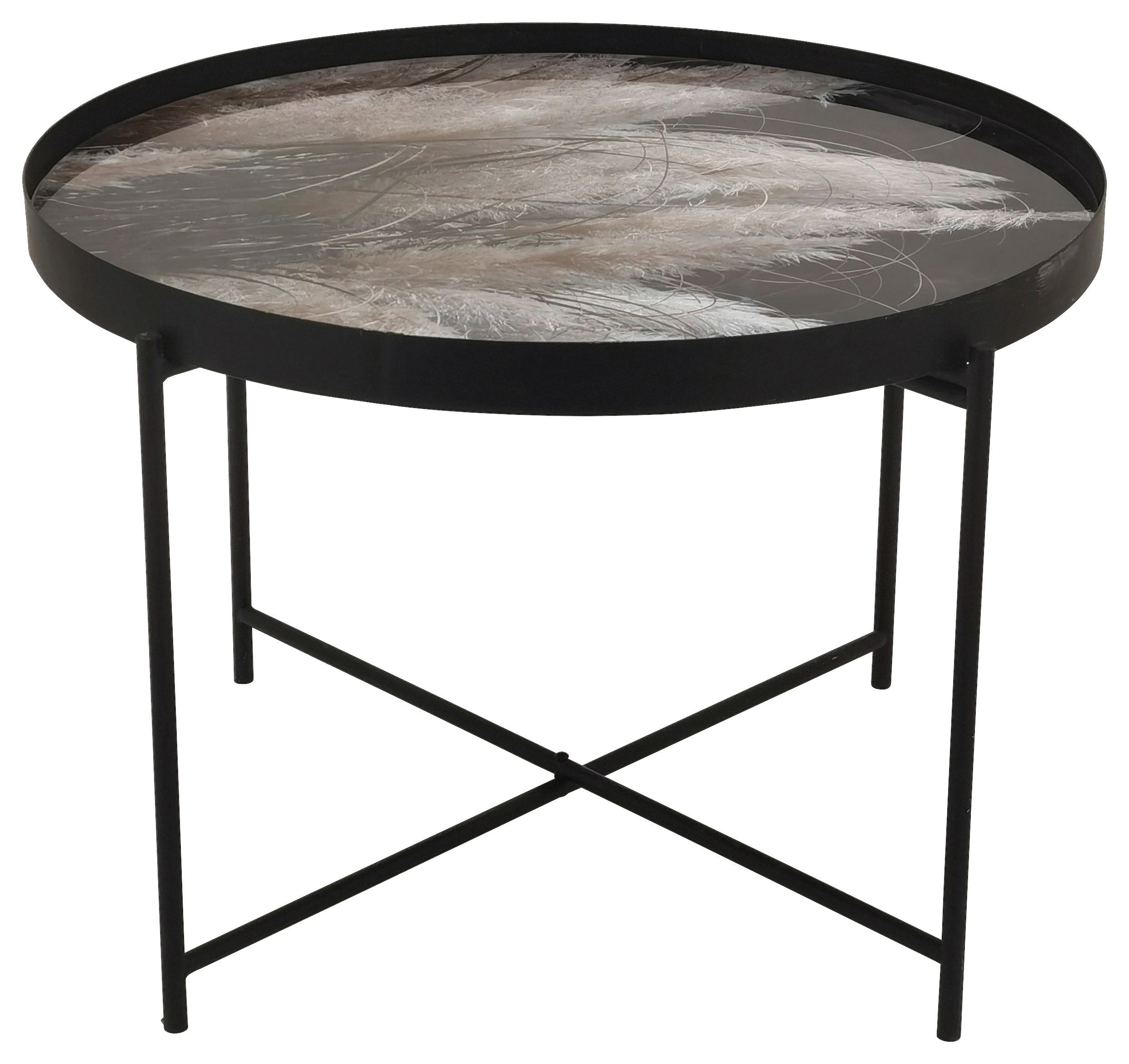 BEISTELLTISCH 60/60/43 cm teilmassiv Grau, Schwarz rund  - Schwarz/Grau, Design, Glas/Holzwerkstoff (60/60/43cm) - Carryhome