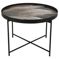 BEISTELLTISCH 60/60/43 cm teilmassiv Grau, Schwarz rund  - Schwarz/Grau, Design, Glas/Holzwerkstoff (60/60/43cm) - Carryhome