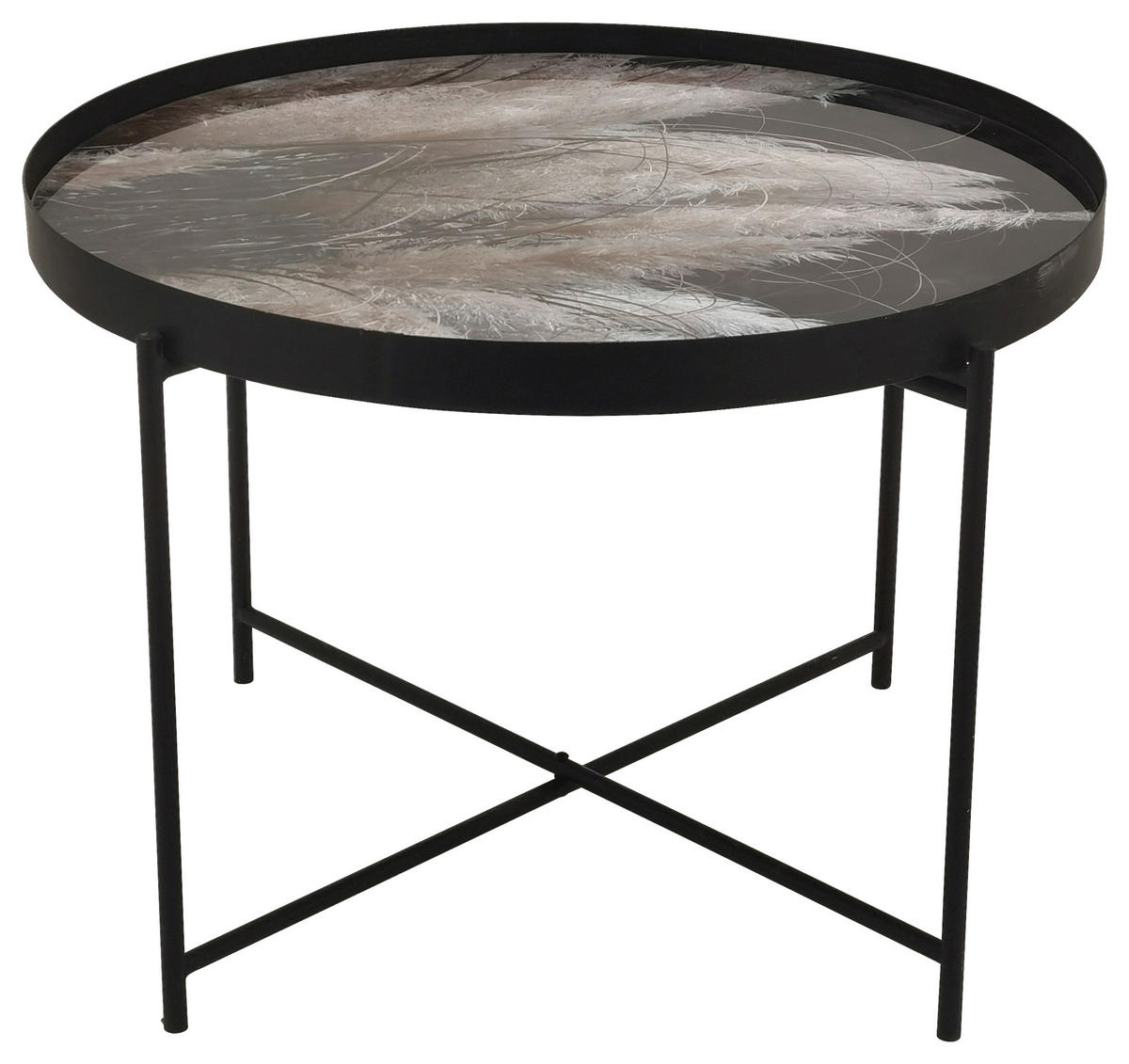 BEISTELLTISCH 60/60/43 cm teilmassiv Grau, Schwarz rund  - Schwarz/Grau, Design, Glas/Holzwerkstoff (60/60/43cm) - Carryhome