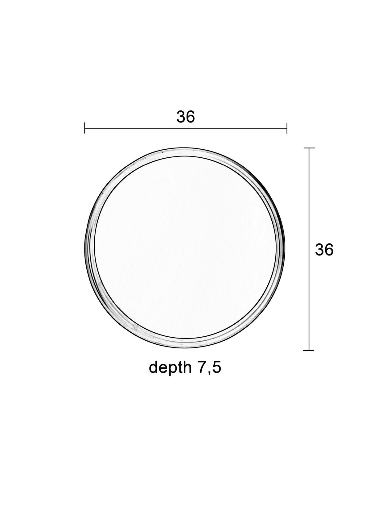 WANDSPIEGEL 36/36/7,5 cm    in rund  - Schwarz, Trend, Glas/Metall (36/36/7,5cm) - Zuiver
