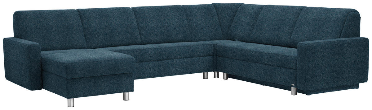 WOHNLANDSCHAFT in Chenille Blau  - Blau/Alufarben, KONVENTIONELL, Kunststoff/Textil (158/322/236cm) - Sedda