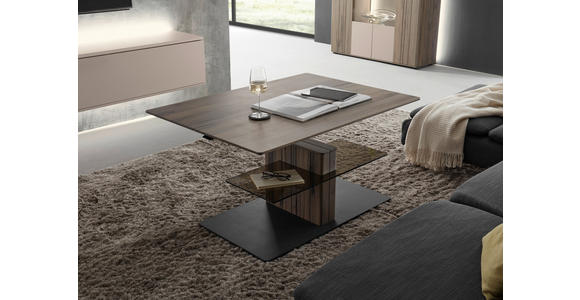 COUCHTISCH in Holz, Glas 110/80/47-62 cm  - Anthrazit/Buchefarben, Design, Glas/Holz (110/80/47-62cm) - Johann Jakob