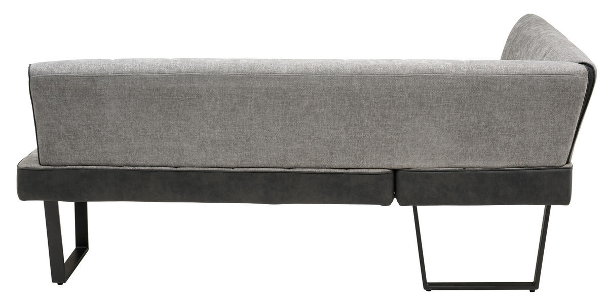 ECKBANK Mikrofaser, Leinenoptik Schwarz, Hellgrau   - Hellgrau/Schwarz, KONVENTIONELL, Textil/Metall (200-160/86/70cm) - MID.YOU
