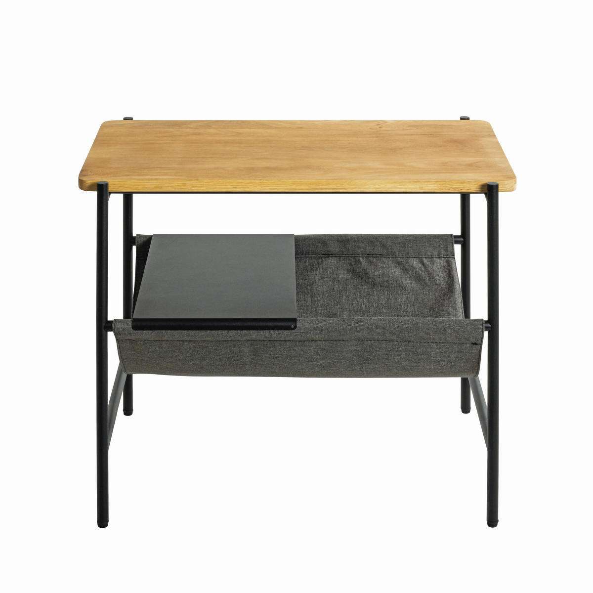 BEISTELLTISCH 38/60/50 cm Eiche massiv Grau, Schwarz, Eichefarben rechteckig  - Eichefarben/Schwarz, Design, Holz/Textil (38/60/50cm)
