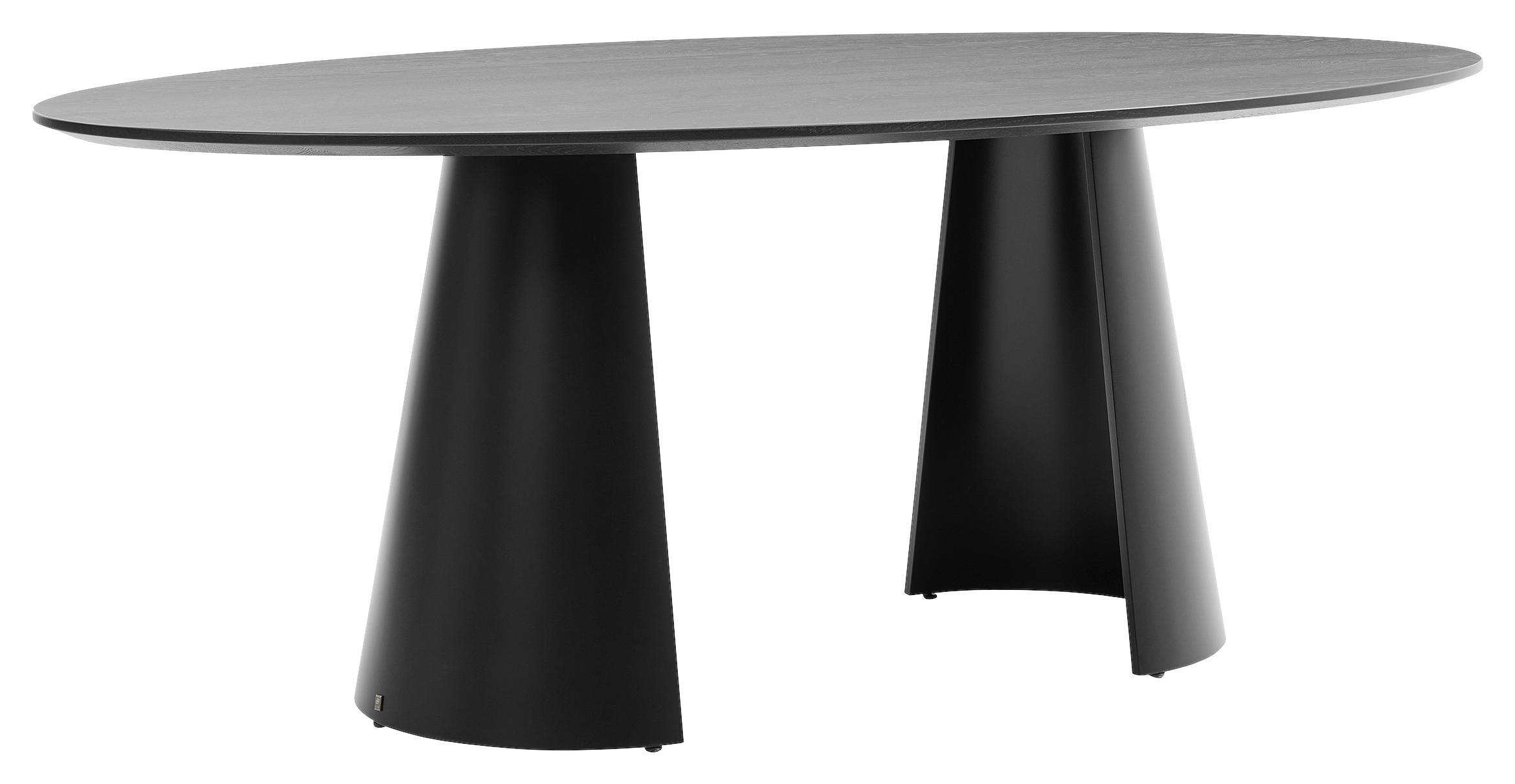 ESSTISCH Eiche massiv oval Schwarz  - Schwarz, Design, Holz (200/110/76cm) - Musterring
