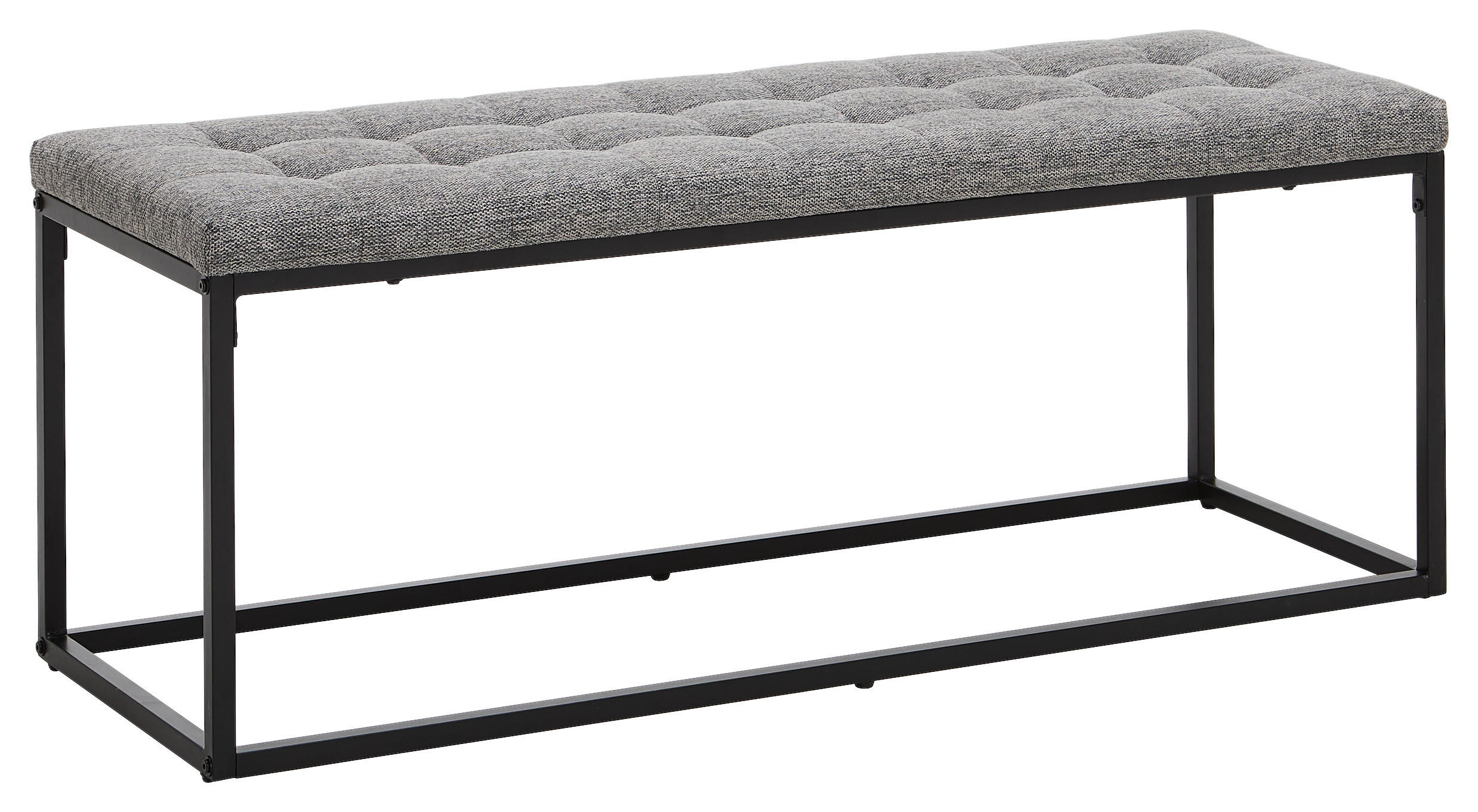 SITZBANK 120/47/42 cm Webstoff Grau, Schwarz  - Schwarz/Grau, LIFESTYLE, Textil/Metall (120/47/42cm) - Xora