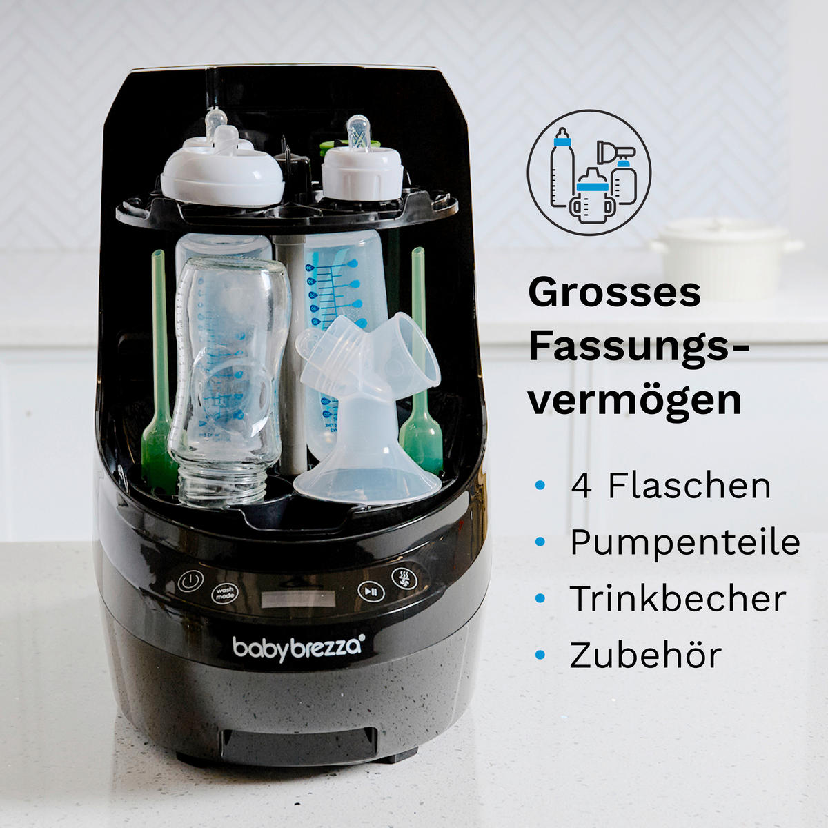 DAMPFSTERILISATOR Bottle Washer Pro  - Transparent/Schwarz, Basics, Kunststoff (25/40/47.5cm) - Baby Brezza