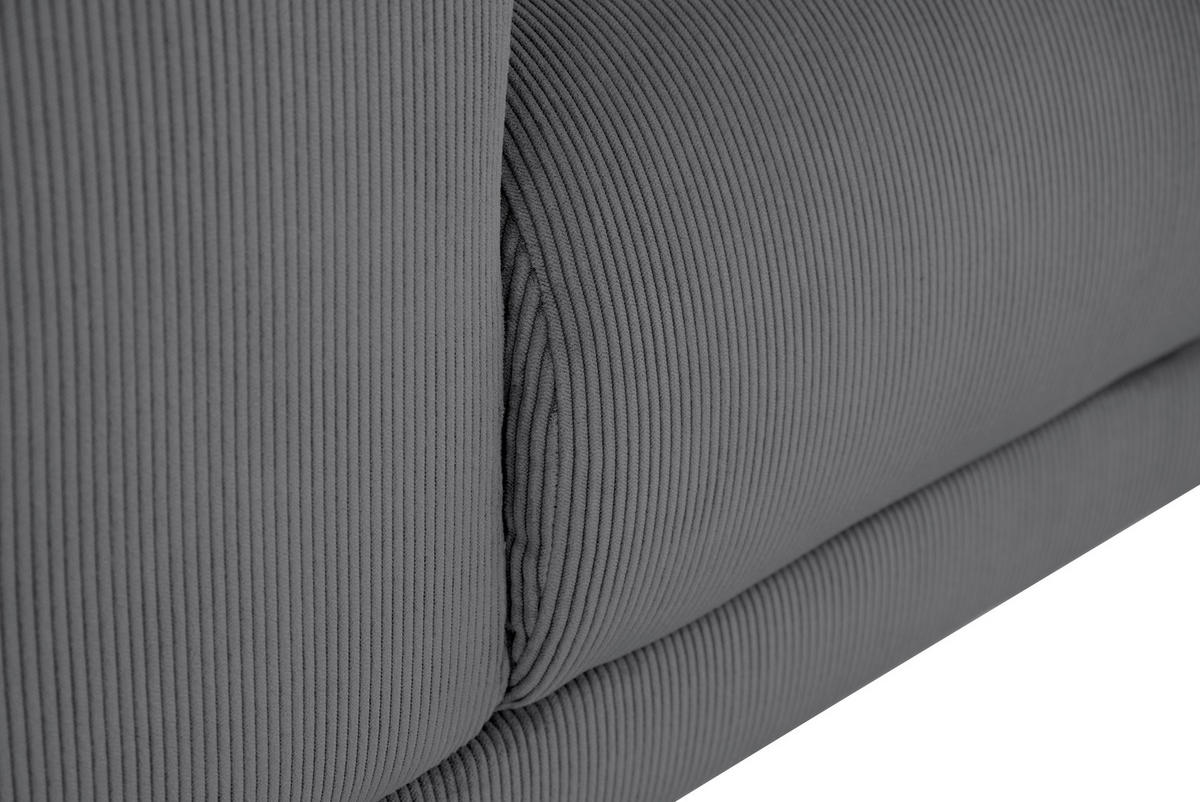 ECKSOFA ERNO Grau Cord  - Schwarz/Grau, Design, Textil/Metall (262/183cm) - MID.YOU