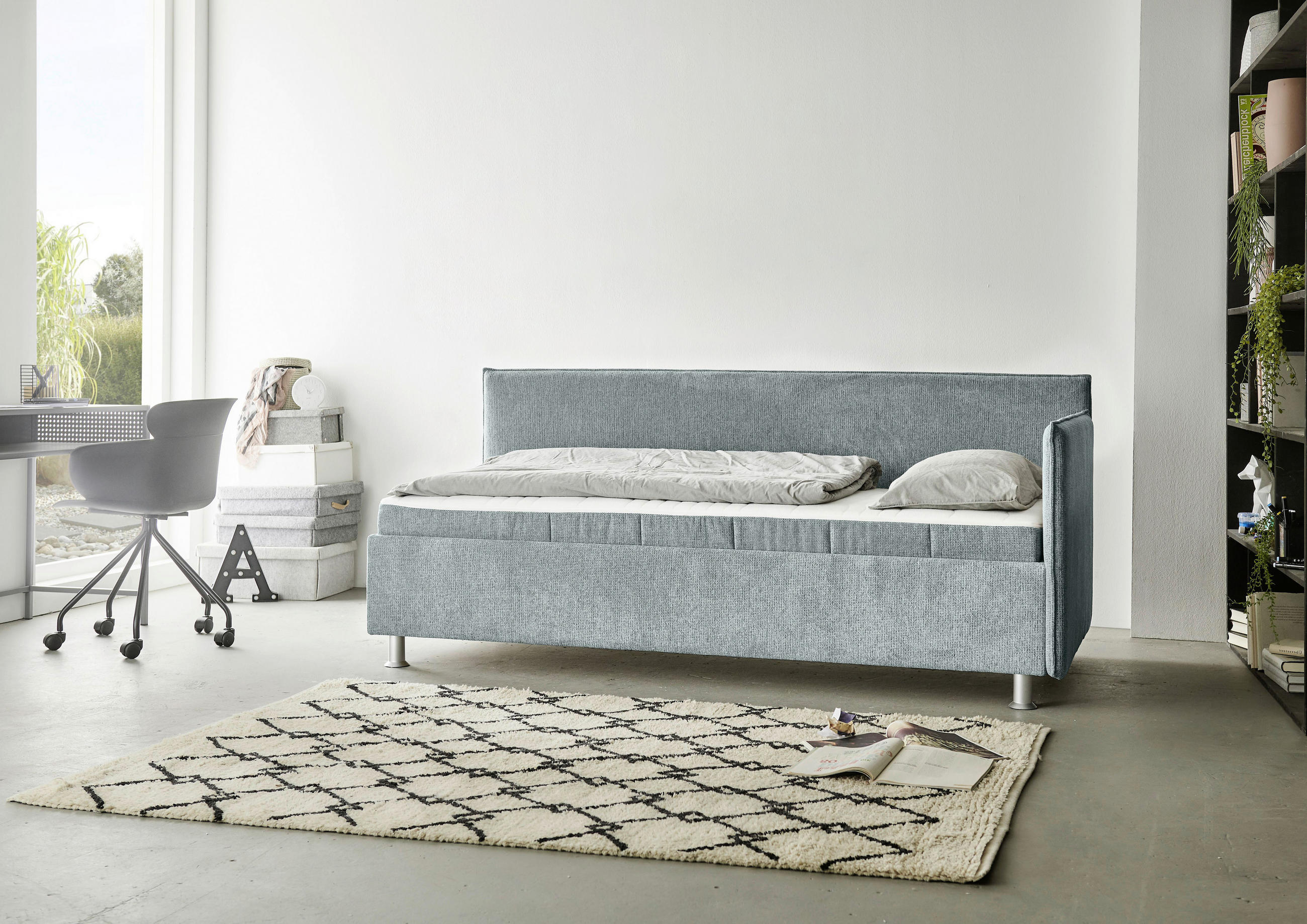 POLSTERLIEGE Flachgewebe Türkis  - Türkis/Alufarben, KONVENTIONELL, Holz/Holzwerkstoff (120/200cm) - Beldomo - Sleep