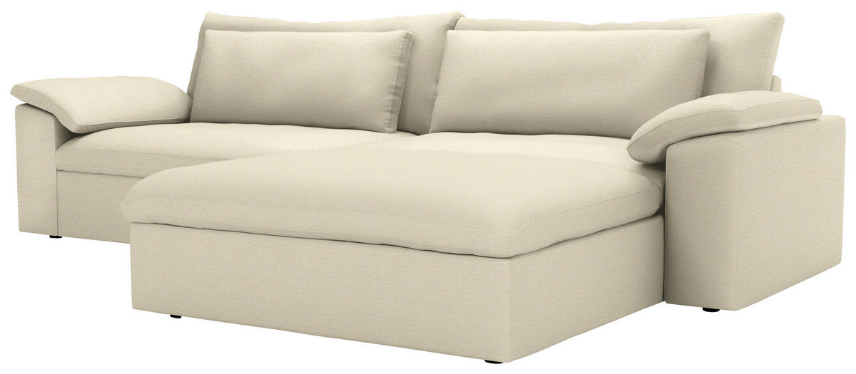 ECKSOFA  Chenille Naturfarben  - Schwarz/Naturfarben, Modern, Kunststoff/Textil (306/198cm) - Carryhome
