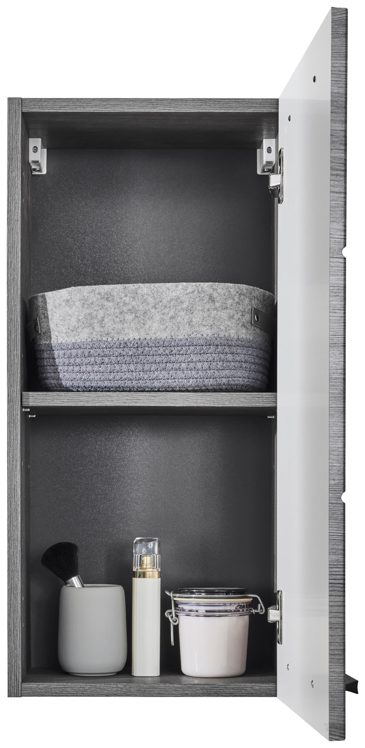 ZÁVĚSNÁ SKŘÍŇKA, barvy stříbra, barvy stříbra, 34/70/23 cm - barvy stříbra/černá, Moderní, kompozitní dřevo/plast (34/70/23cm) - MID.YOU