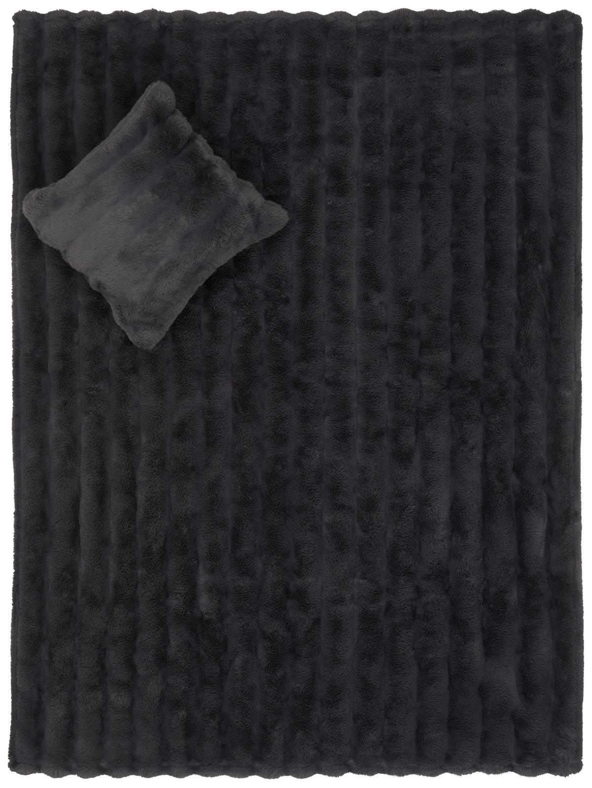 KOŽUŠINOVÁ DEKA, polyester, 150/200 cm - antracitová, textil (150/200cm) - Dieter Knoll