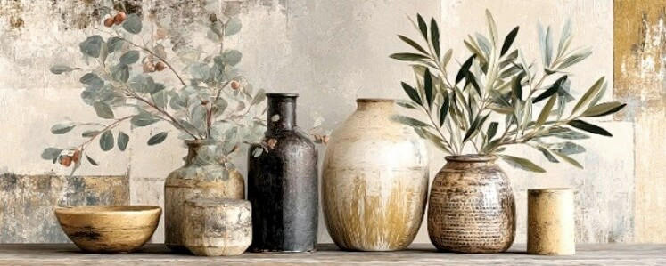 GLASBILD Stillleben, Pflanzen  - Multicolor, Basics, Glas (50/125/1.40cm) - Euroart