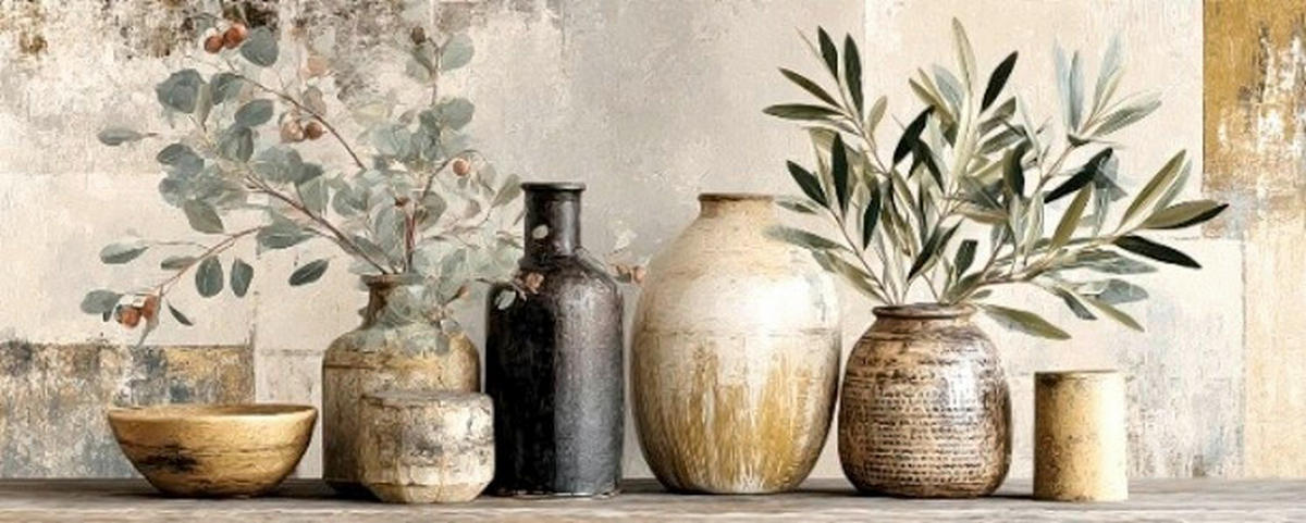 GLASBILD Stillleben, Pflanzen  - Multicolor, Basics, Glas (50/125/1.40cm) - Euroart