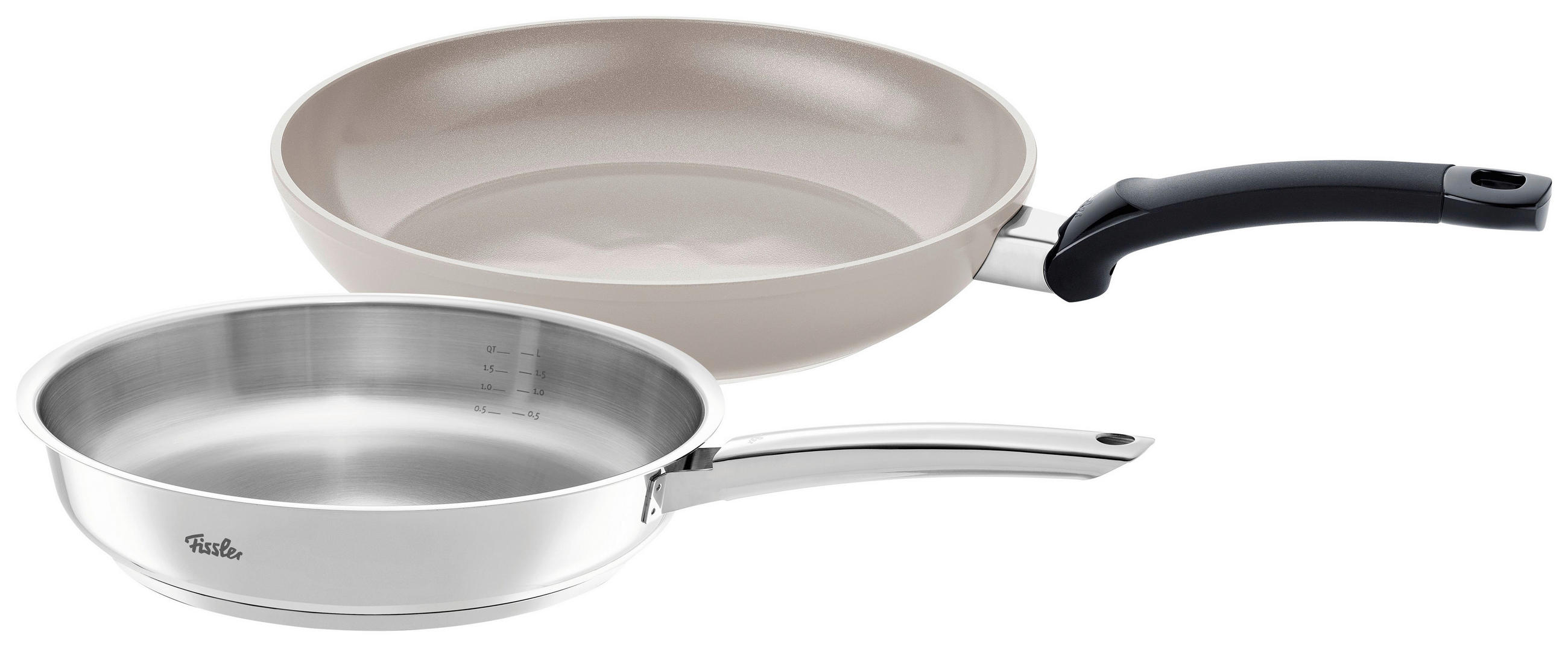 PFANNENSET Ceratal Classic + Pure Aluminium, Edelstahl 2-teilig  - Edelstahlfarben/Beige, Basics, Metall - Fissler
