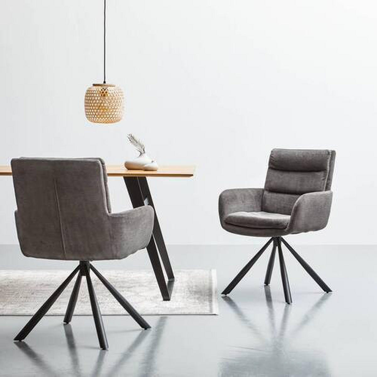 ARMLEHNSTUHL  in Eisen Webstoff  - Schwarz/Grau, Modern, Holz/Textil (67/92/60cm) - Livetastic