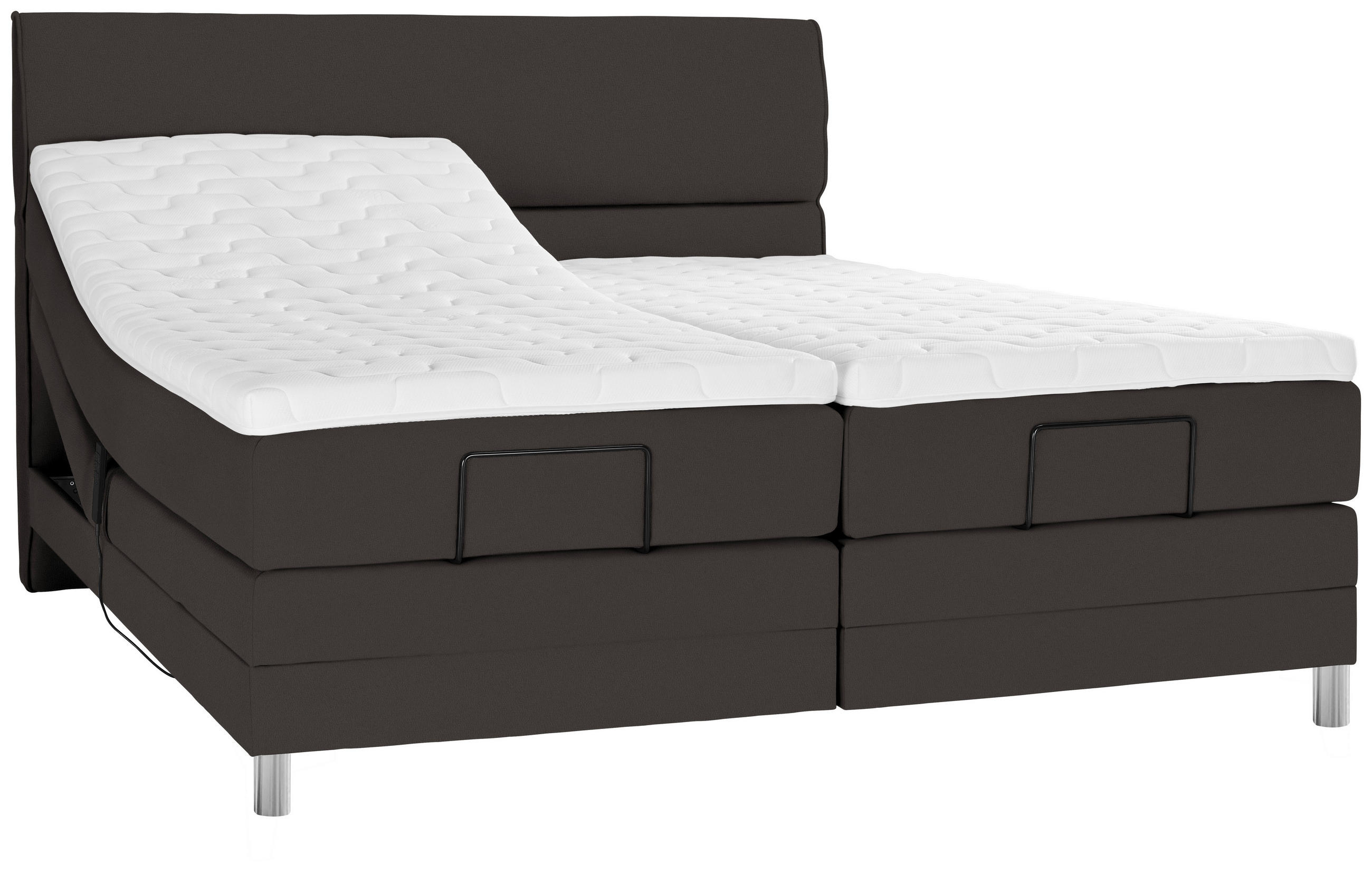 BOXSPRINGBETT 200/200 cm  in Dunkelbraun  - Chromfarben/Dunkelbraun, Konventionell, Kunststoff/Textil (200/200cm) - Voleo
