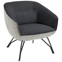 COCKTAILSESSEL in Struktur Echtleder Grau, Dunkelgrau  - Dunkelgrau/Anthrazit, Design, Leder/Textil (76/80/73cm) - Joop!