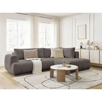 ECKSCHLAFSOFA FUJI Bouclé Taupe  inkl.  - Taupe/Schwarz, MODERN, Kunststoff/Textil (282/204cm)