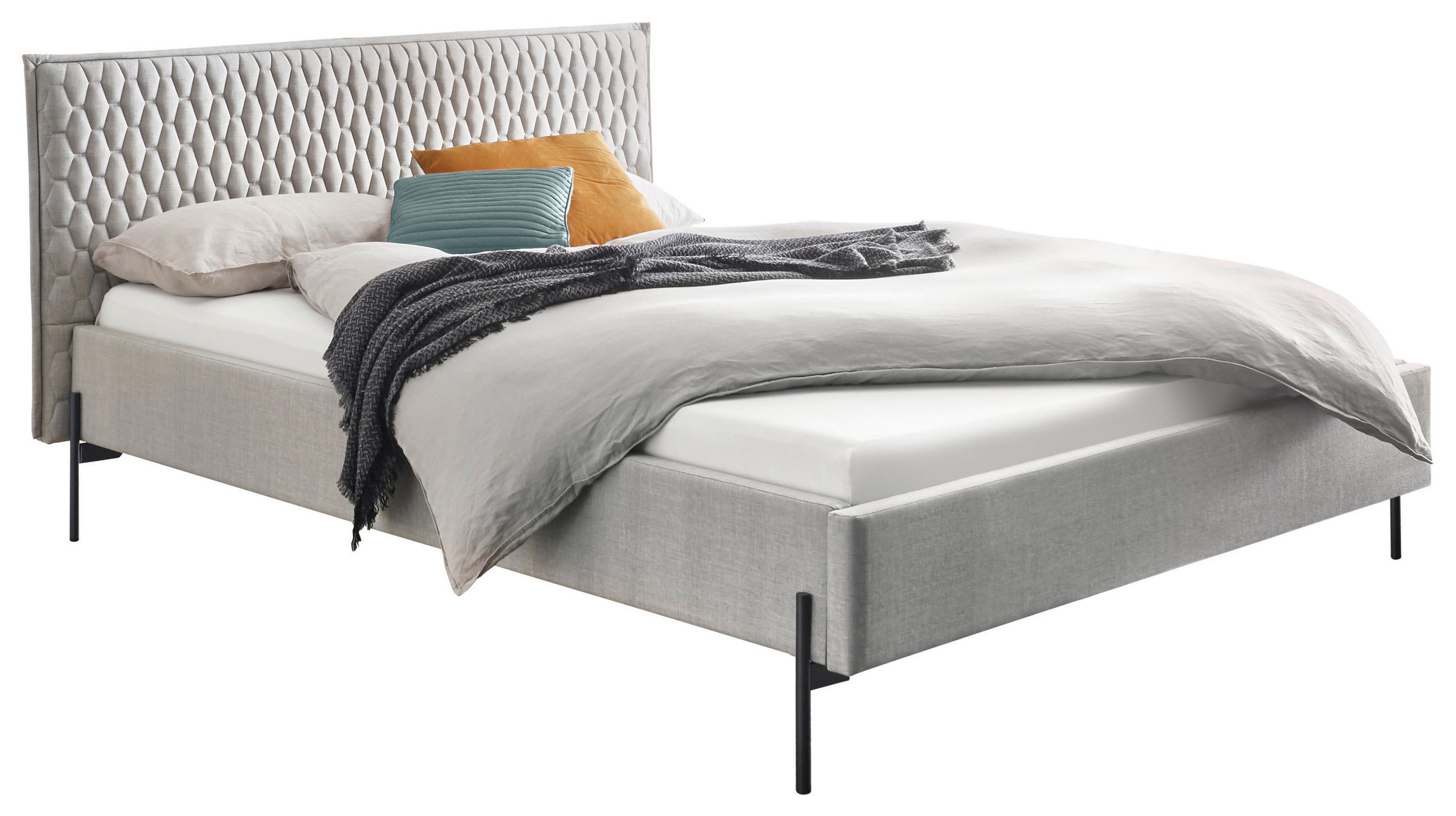 POLSTERBETT 140/200 cm  in Grau  - Anthrazit/Grau, Design, Textil/Metall (140/200cm) - Hasena