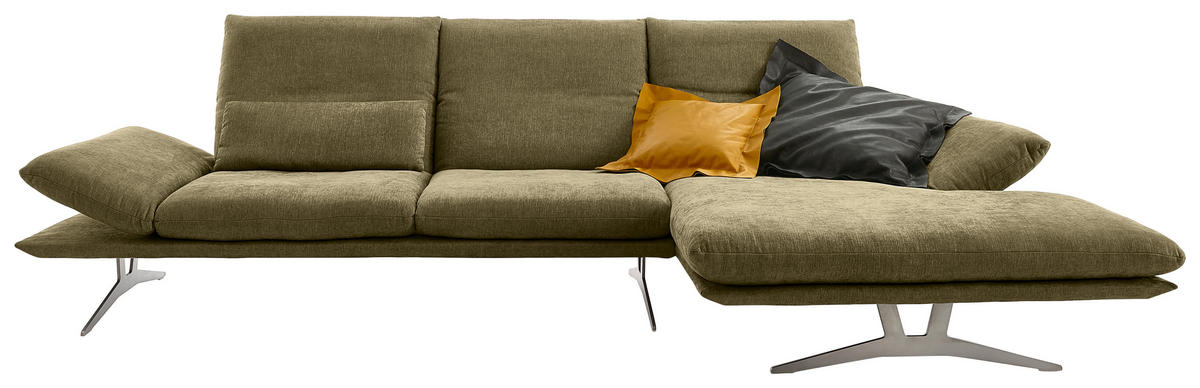 ECKSOFA  in Flachgewebe Grün  314/159 cm  - Grün, Design, Textil/Metall (314/159cm) - Koinor