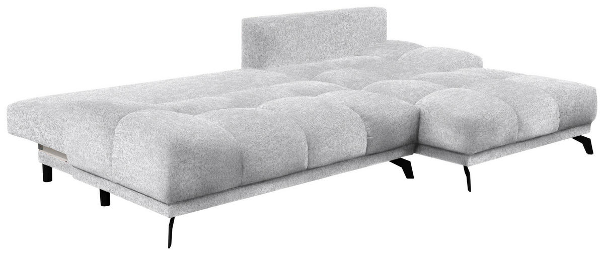 ECKSOFA in Chenille Hellgrau  - Hellgrau/Schwarz, Modern, Textil/Metall (290/182cm) - Hom`in