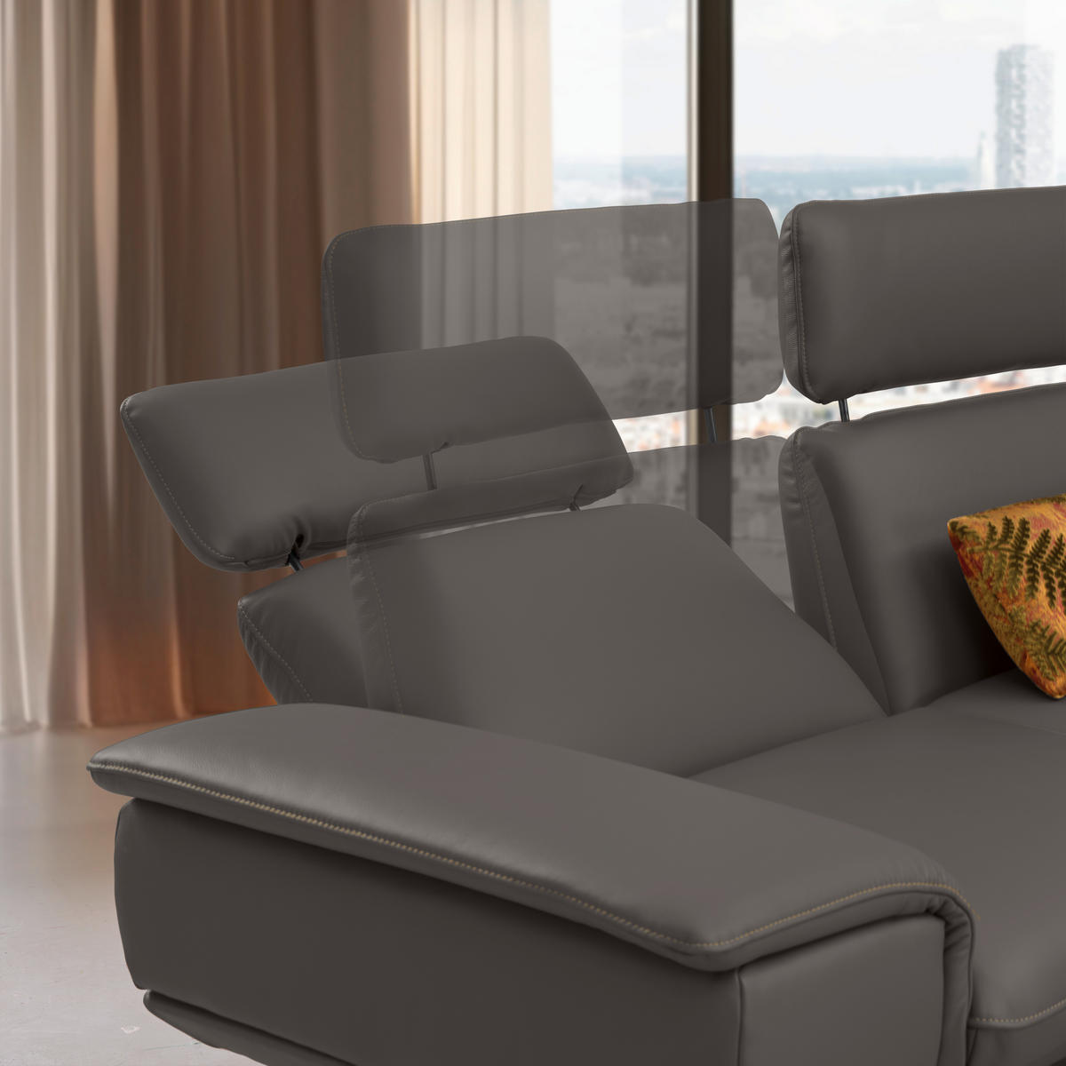 ECKSOFA in Echtleder Dunkelbraun  239/150 cm  - Dunkelbraun/Beige, Design, Leder/Metall (239/150cm) - Koinor