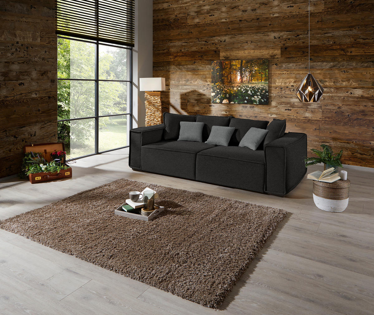 BIGSOFA in Anthrazit, Grau  - Anthrazit/Grau, MODERN, Holz/Textil (244/62/117cm) - Luca Bessoni