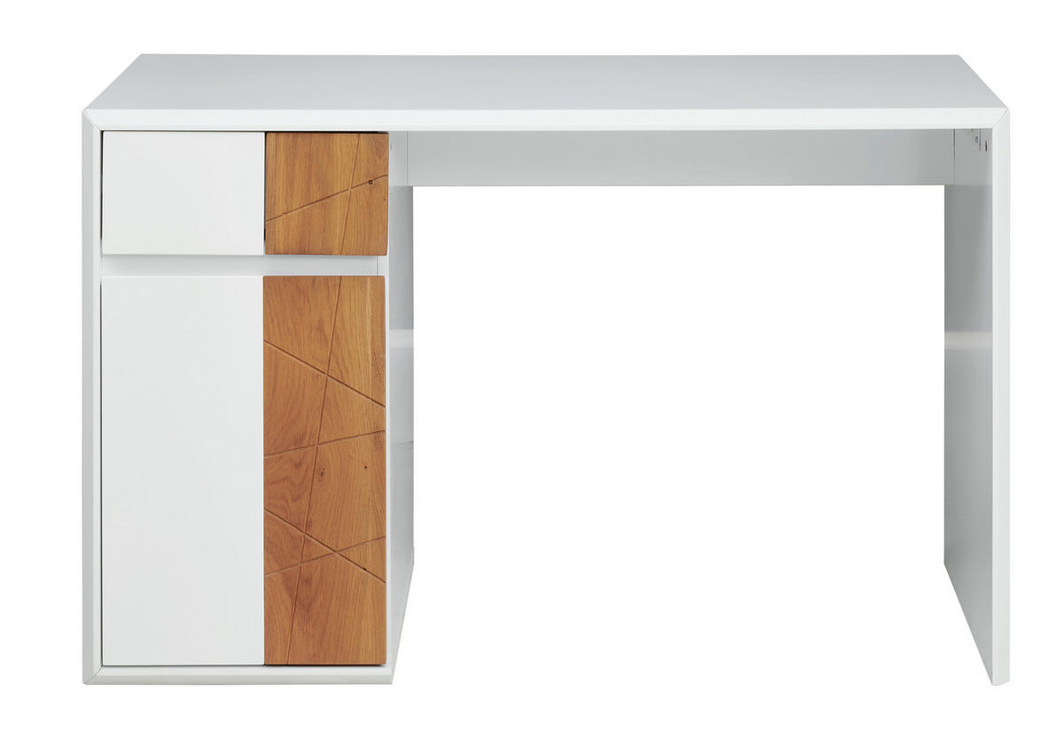 PISALNA MIZA les, leseni material bela, barve hrasta  - barve hrasta/bela, Moderno, leseni material/les (121/76/58cm) - MID.YOU