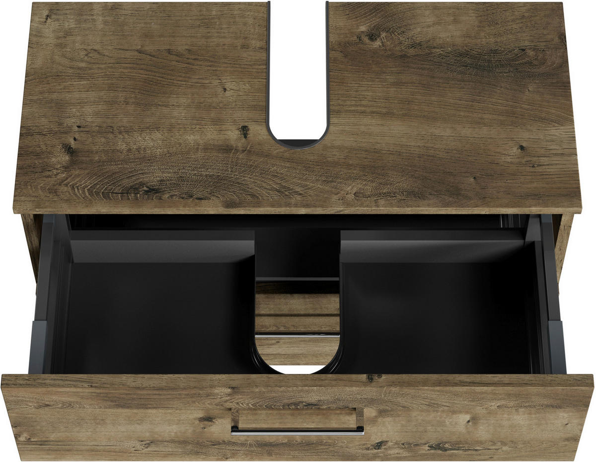 WASCHBECKENUNTERSCHRANK 75/49,8/33,3 cm  - Eiche dunkel/Chromfarben, KONVENTIONELL, Holzwerkstoff/Metall (75/49,8/33,3cm) - Sadena