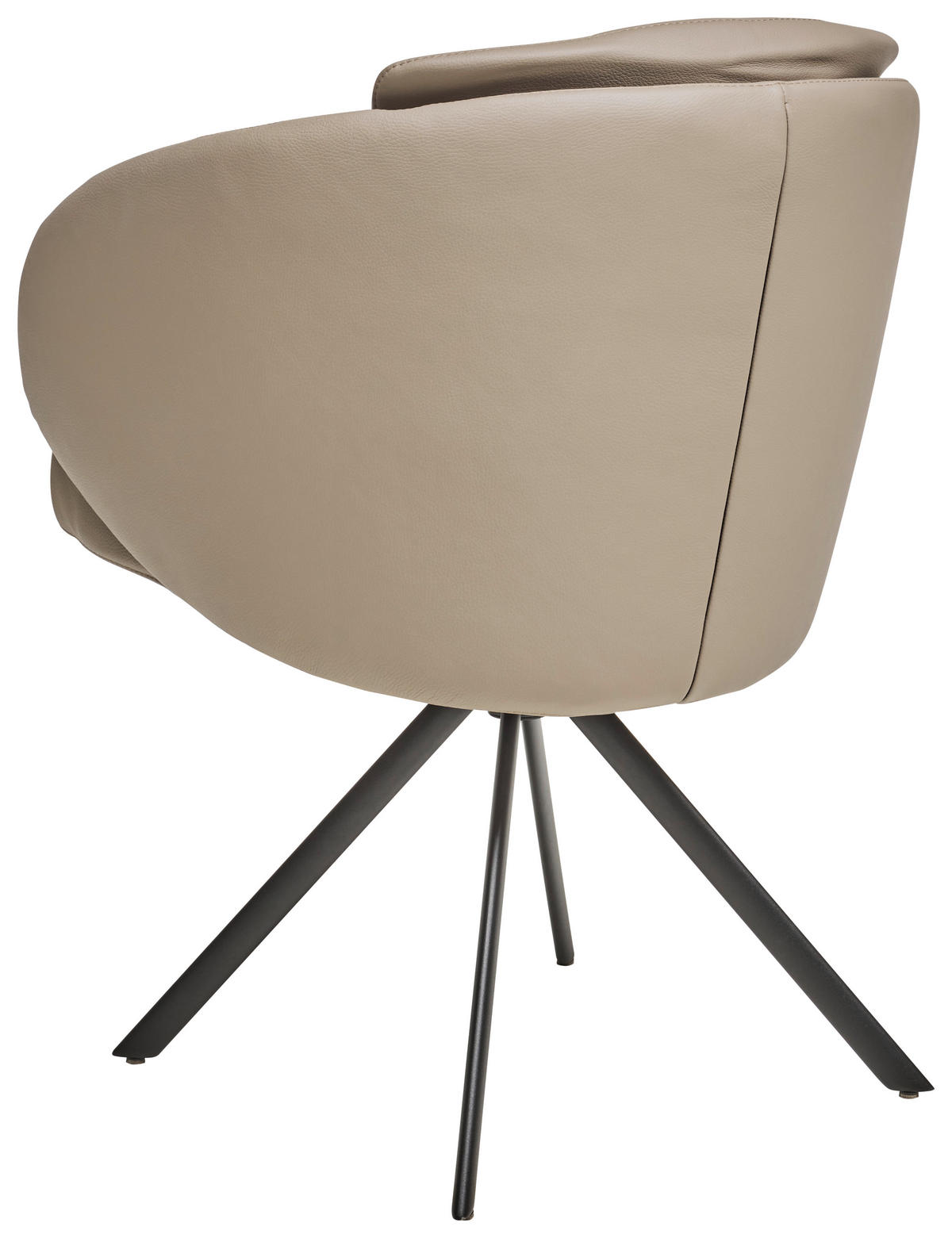 ARMLEHNSTUHL  in Echtleder pigmentiert  - Taupe/Schwarz, Design, Leder/Metall (60/84,5/65cm) - Johann Jakob