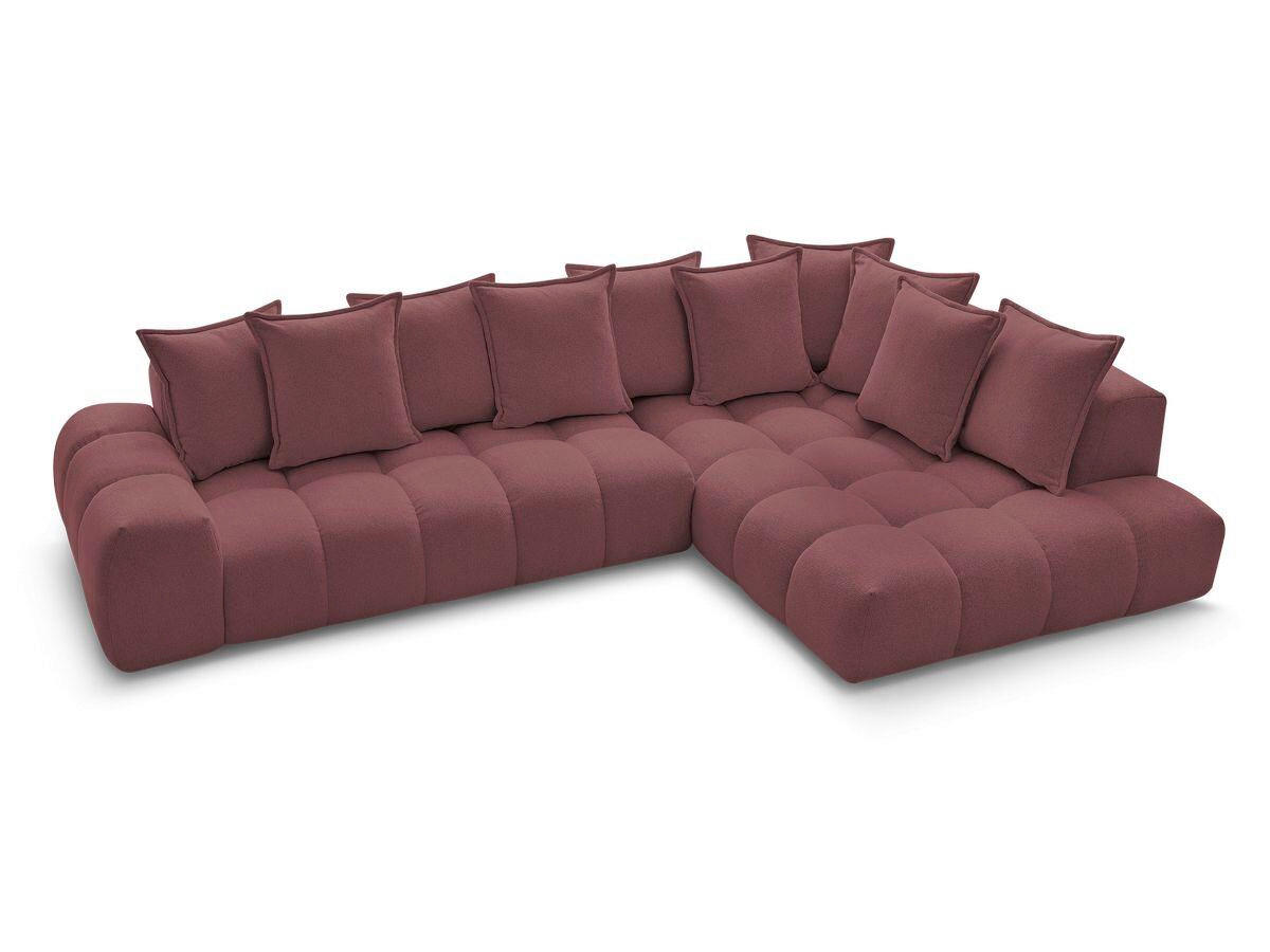 ECKSOFA Ottomane rechts  EVEREST Rot Flachgewebe  - Rot/Schwarz, MODERN, Kunststoff/Textil (352/210cm) - Livetastic