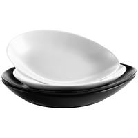 Speiseteller Set 4 Stück 4-teilig  - Schwarz/Weiß, Basics, Keramik - Mäser