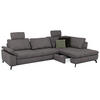 ECKSOFA in Cord, Velours Anthrazit  - Anthrazit/Schwarz, Design, Textil/Metall (291/197cm) - Beldomo Style