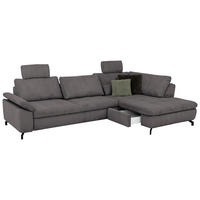 ECKSOFA in Cord, Velours Anthrazit  - Anthrazit/Schwarz, Design, Textil/Metall (291/197cm) - Beldomo Style