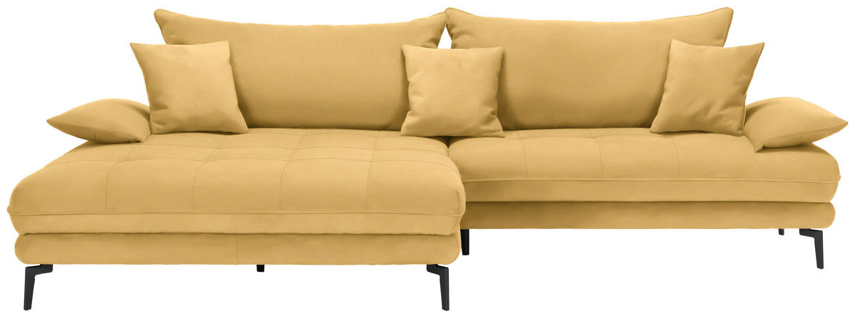 ECKSOFA in Flachgewebe Gelb  176/292 cm  - Gelb/Schwarz, MODERN, Textil/Metall (176/292cm) - Carryhome
