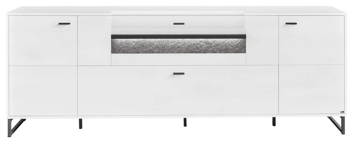 SIDEBOARD  in 228,6/82,9/43,8 cm  - Dunkelgrau/Weiß, Design, Glas/Holzwerkstoff (228,6/82,9/43,8cm) - SetOne by Musterring