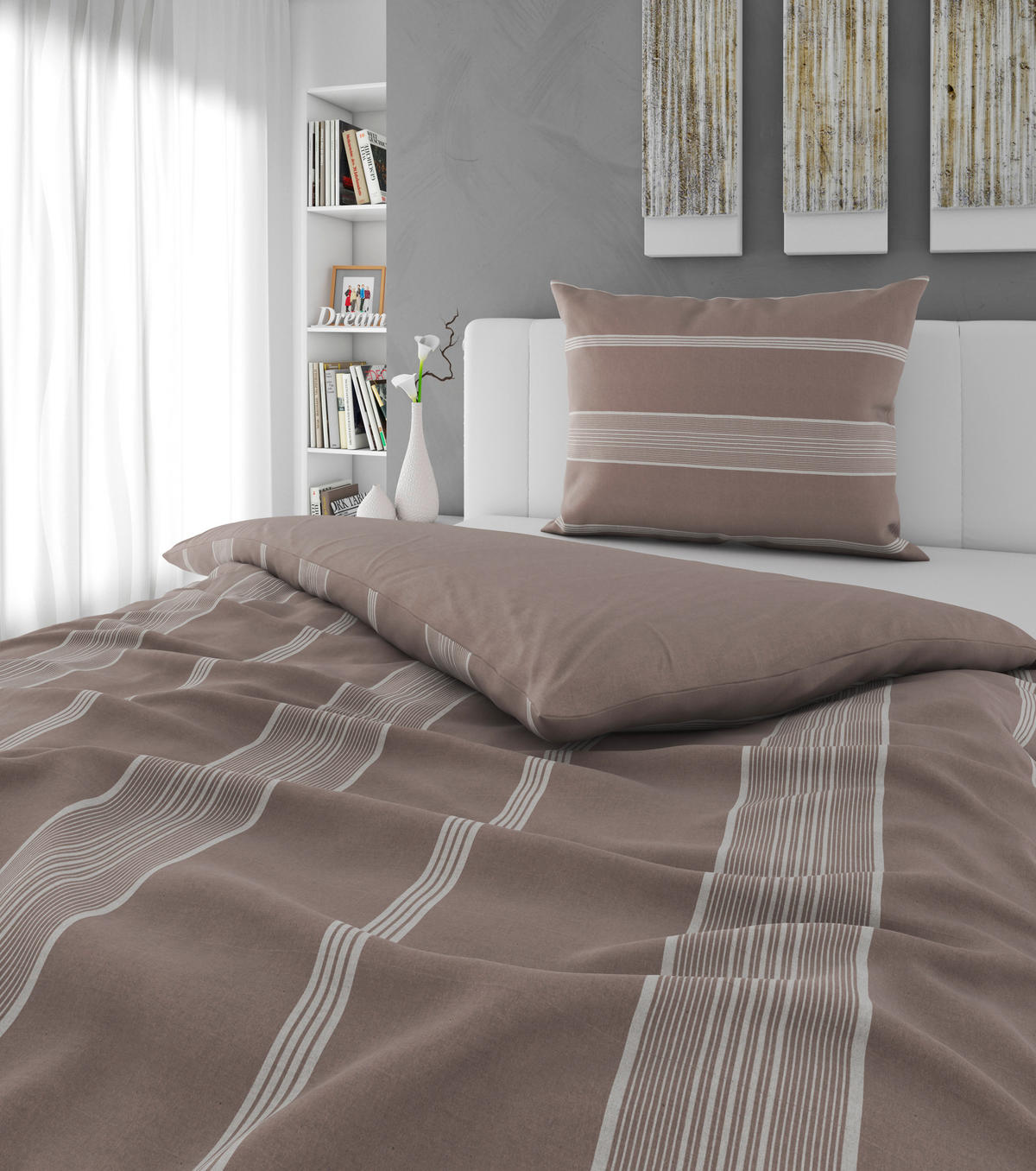 BETTWÄSCHE 2-teilig REMSA Flanell 140/220 cm  - Taupe, KONVENTIONELL, Textil (140/220cm) - Esposa