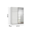 SCHWEBETÜRENSCHRANK 201/223/68 cm 2-türig Grau, Weiß  - Chromfarben/Weiß, KONVENTIONELL, Glas/Holzwerkstoff (201/223/68cm) - Novel