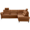ECKSOFA in Lederlook Cognac  - Cognac/Schwarz, Modern, Holz/Textil (266/190cm) - Livetastic