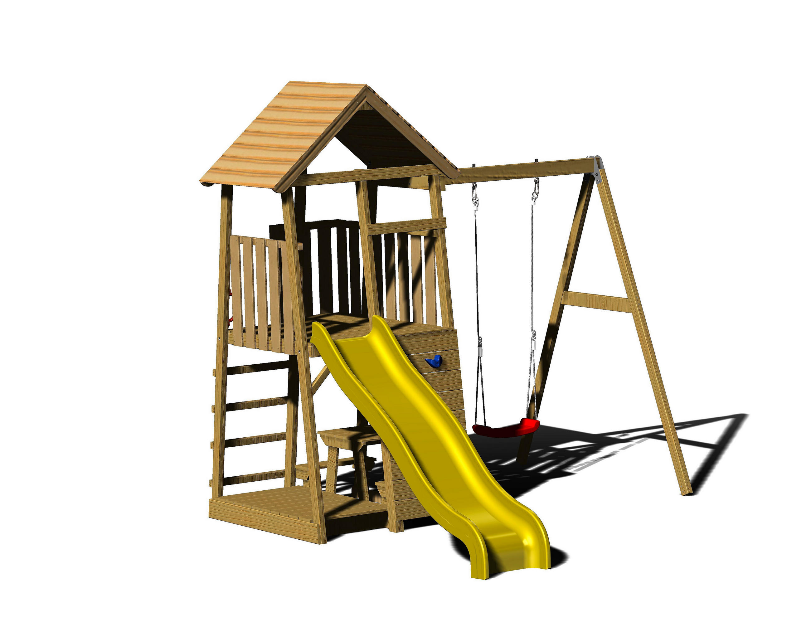 Spielturm Pelikan Gelb/Naturfarben, B: 270 cm