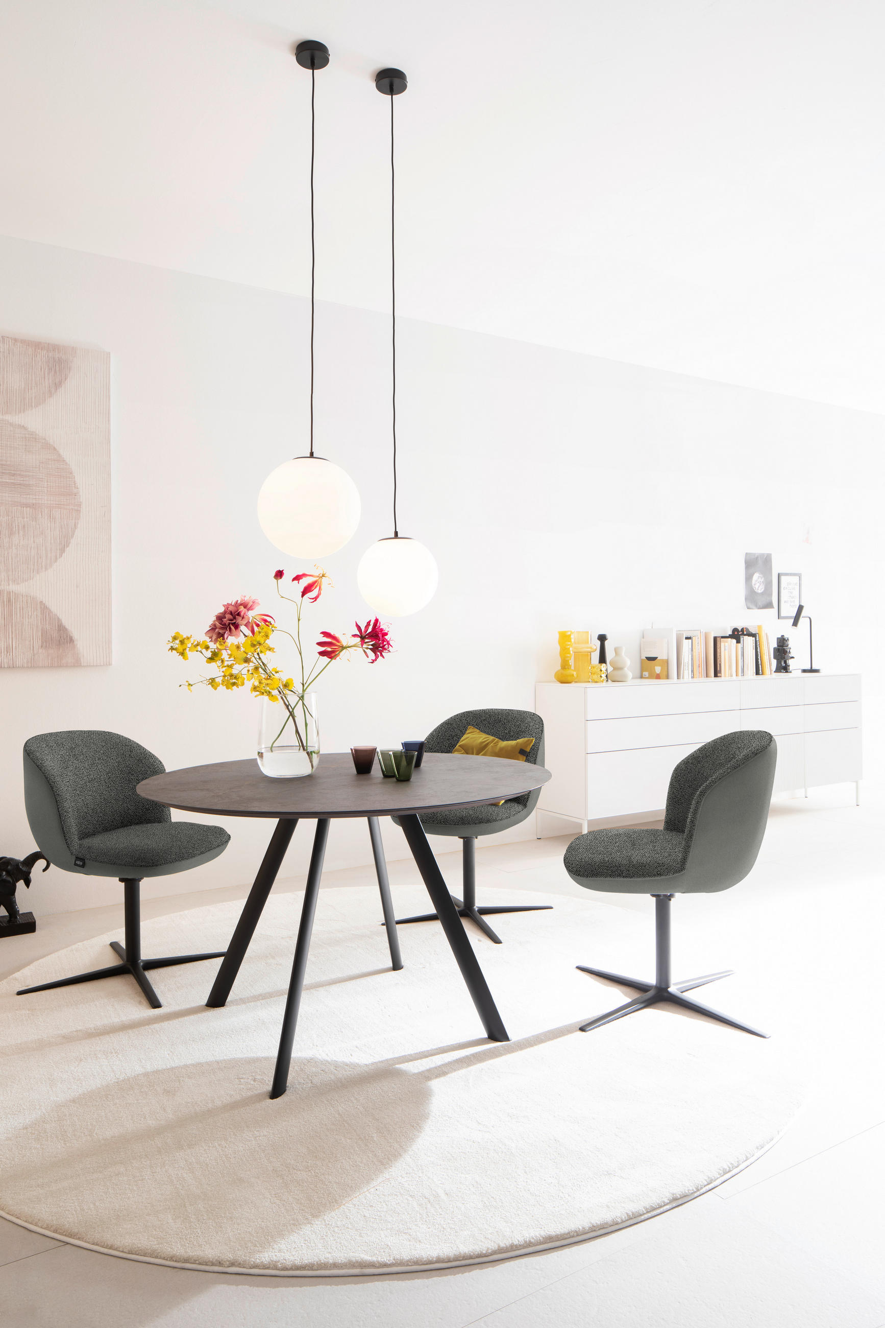 ARMLEHNSTUHL  in Webstoff, Mikrofaser  - Anthrazit/Grau, Design, Textil/Metall (56/85/65cm) - Schöner Wohnen