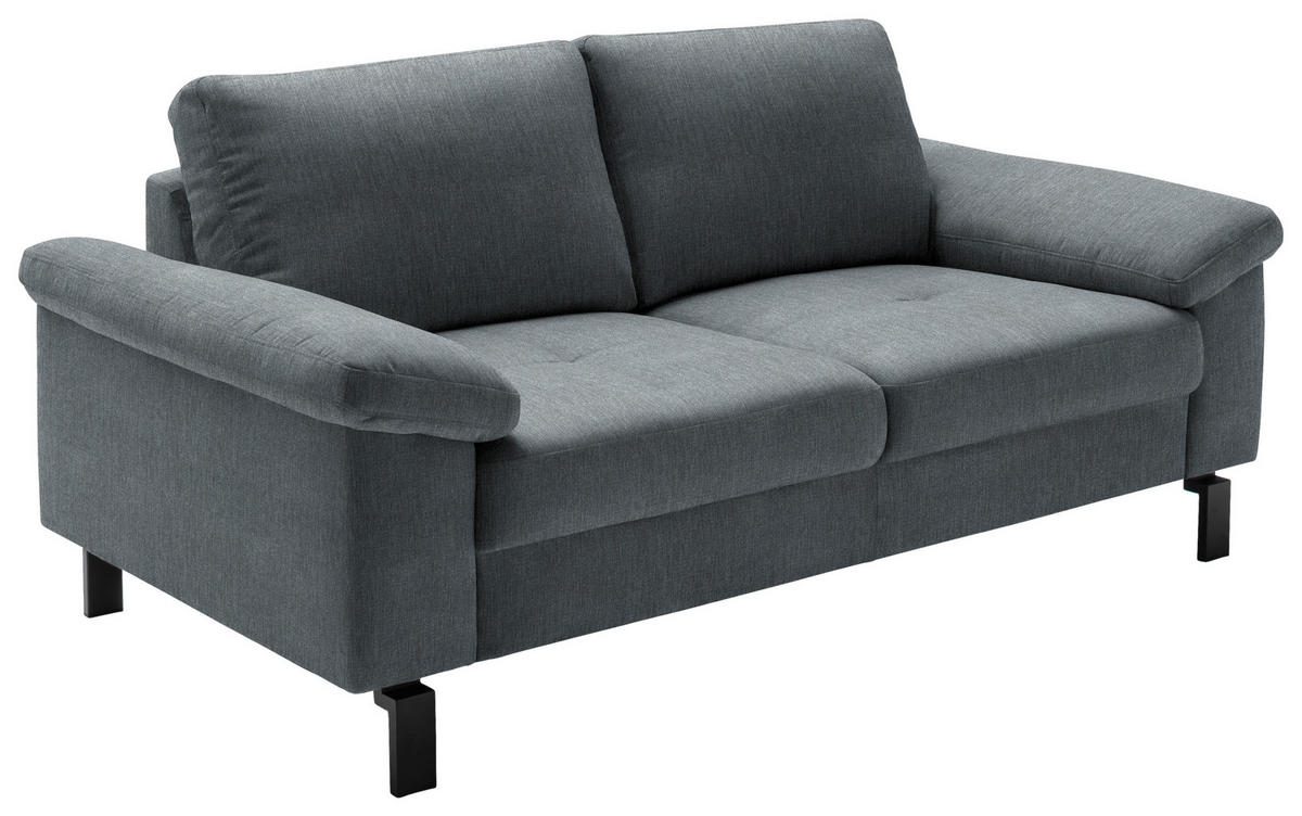 2-SITZER-SOFA in Velours Dunkelgrau  - Dunkelgrau/Schwarz, Design, Textil/Metall (186/86/97cm) - Pure Home Lifestyle