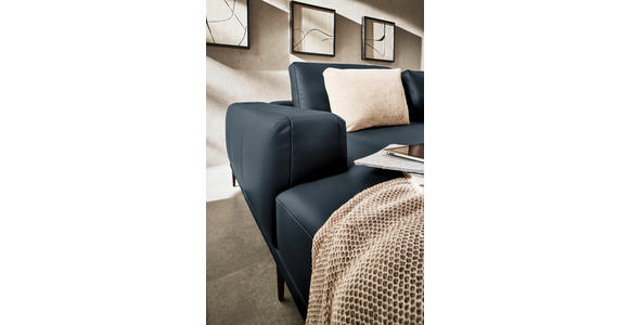 ECKSOFA  in Echtleder Dunkelblau  201/304 cm  - Schwarz/Dunkelblau, Design, Leder/Metall (201/304cm) - Belluti