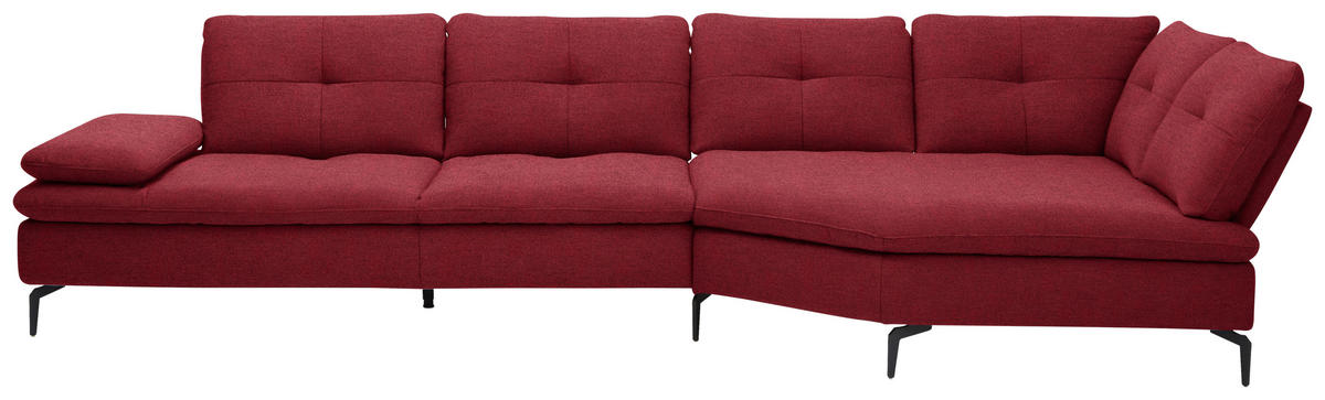 ECKSOFA in Flachgewebe Bordeaux  344/157 cm  - Bordeaux/Schwarz, Design, Textil/Metall (344/157cm) - Chilliano