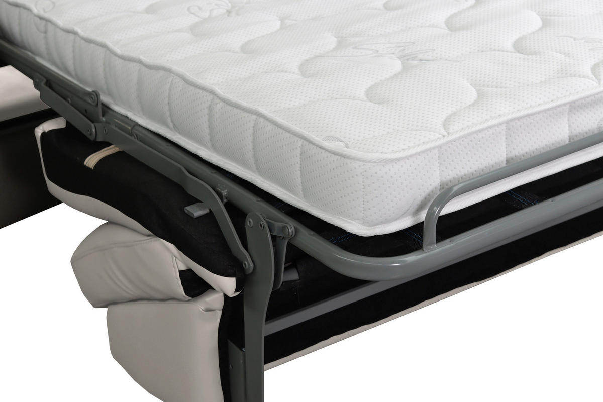 SCHLAFSOFA in Textil, Leder Ecru  - Ecru/Schwarz, Konventionell, Leder/Textil (190/87/100cm) - Celina Home