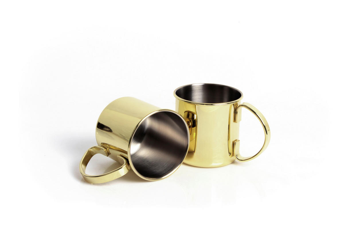 BECHERSET  2-teilig  - Goldfarben, Basics, Metall (13,7/8,9/9cm)