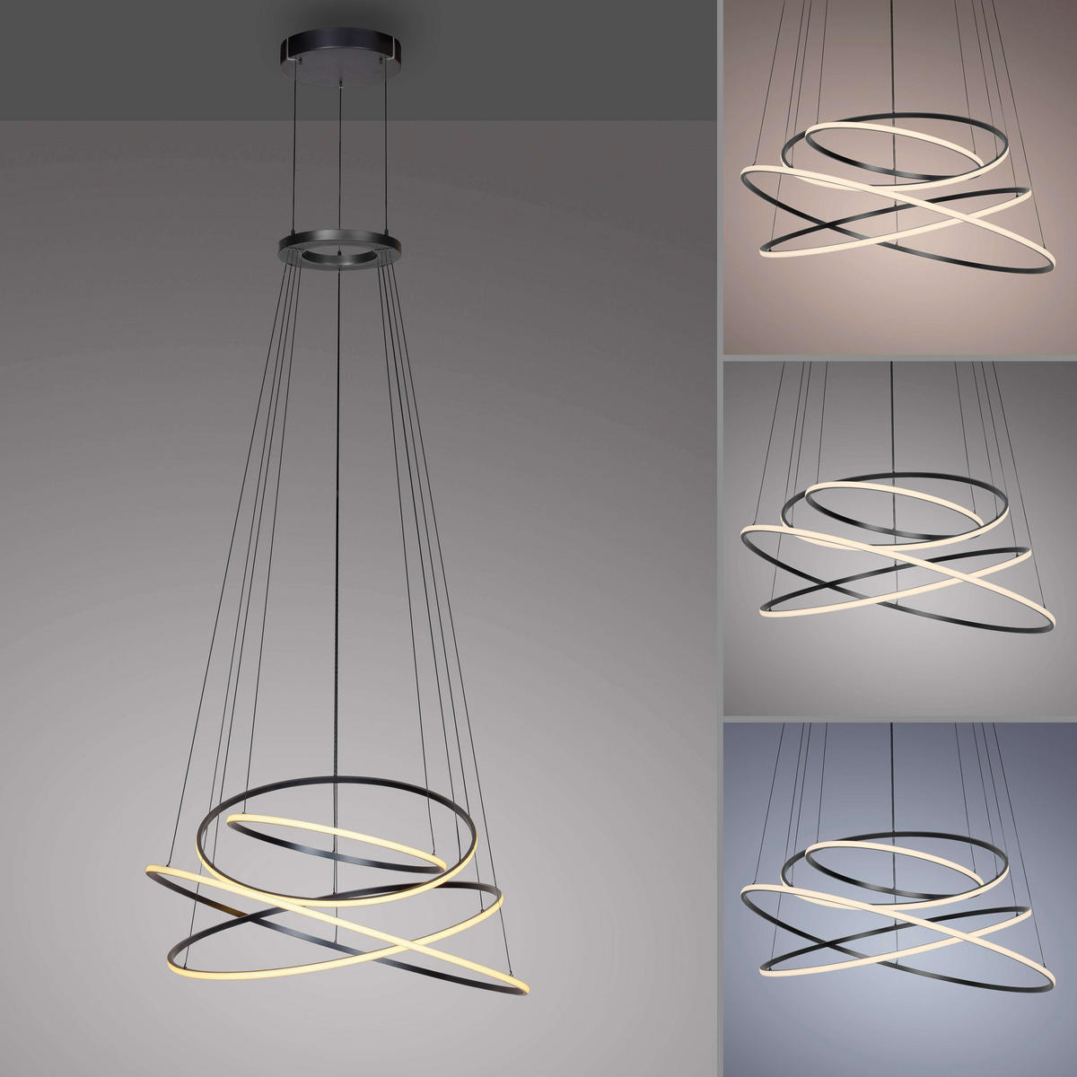LED-PENDELLEUCHTE 110/110/600 cm  - Grau, Design, Kunststoff/Metall (110/110/600cm) - Neuhaus PURE