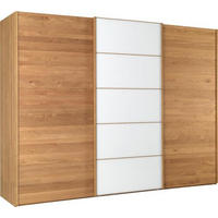 SCHWEBETÜRENSCHRANK 250/217/67 cm 3-türig Weiß, Eichefarben  - Eichefarben/Weiß, Design, Glas/Holz (250/217/67cm) - Linea Natura
